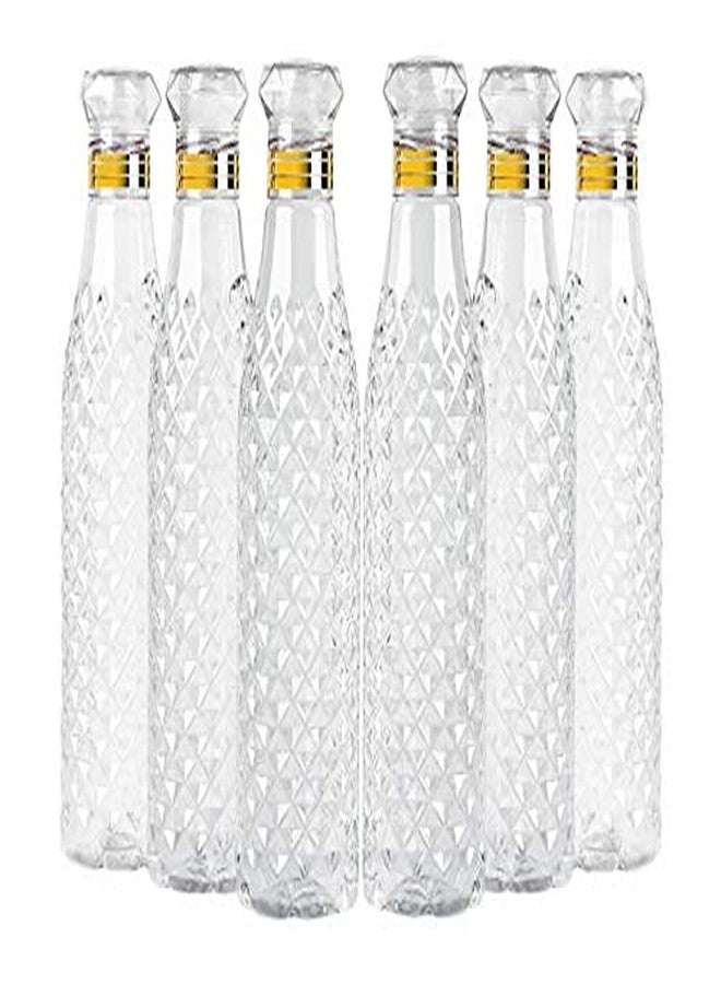 castanea Water Bottle Set 1 litre, Plastic Fridge Water Bottle Set, Ideal for Office, Sports, School, Travelling, Gym, Yoga, Checkered Pattern, Set of 6 - Image 1